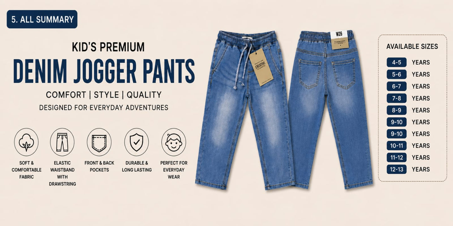 Kids Premium Denim Jogger Pants