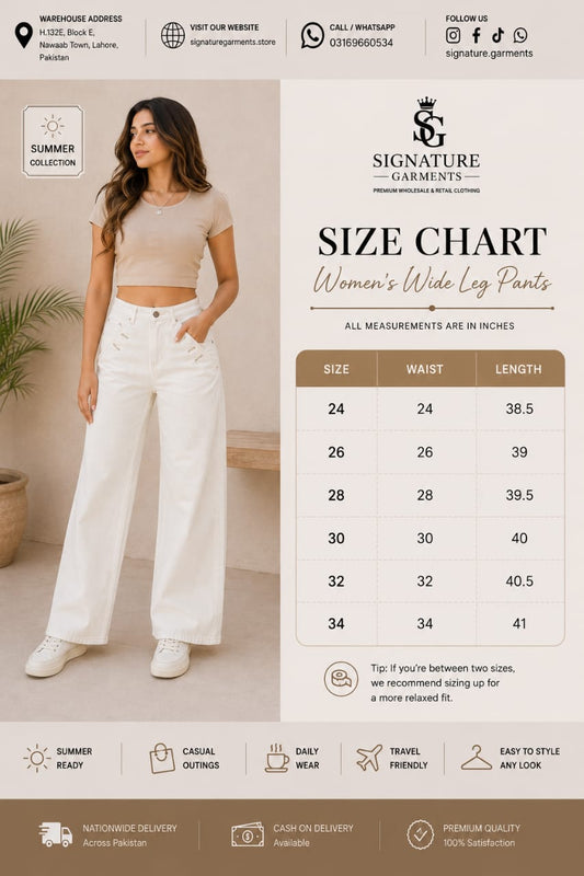 Premium Women’s Wide Leg Pants – White