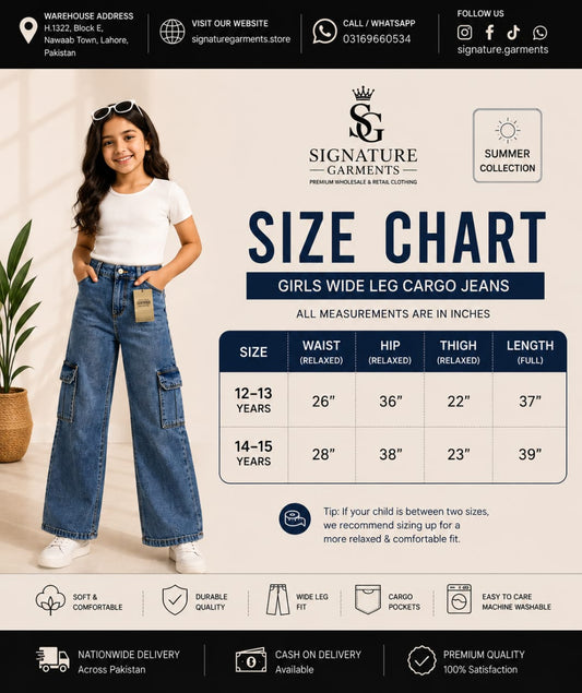 Premium Wide Leg Cargo Jeans 💙