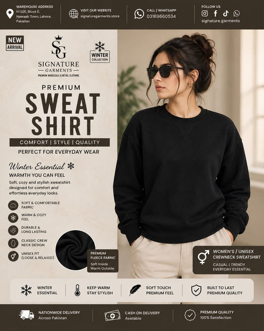 Premium Black Fleece Sweatshirt