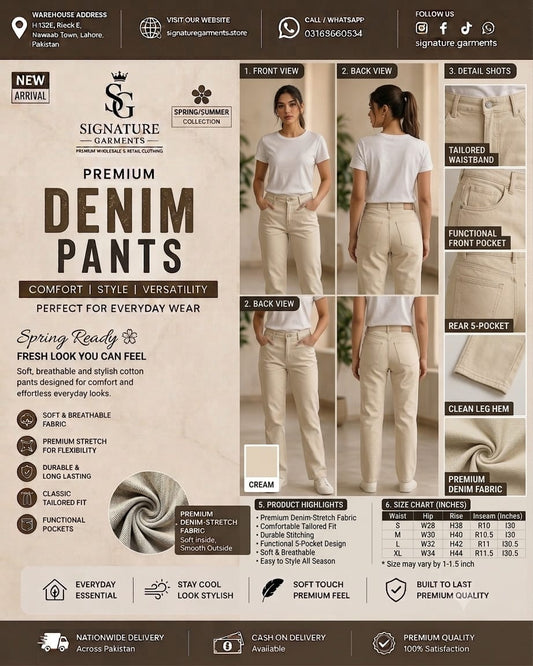 Women's Premium Beige Straight Fit