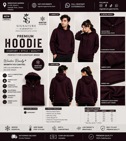 🍷 Premium Unisex Burgundy Hoodie