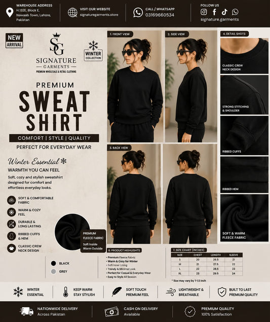 Premium Black Fleece Sweatshirt