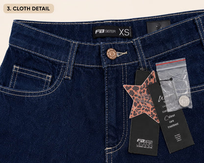 Women's Premium Rhinestone Star Wide Leg Jeans