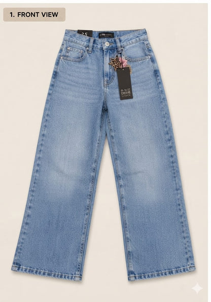 Women's Premium Star Patch Wide Leg Jeans