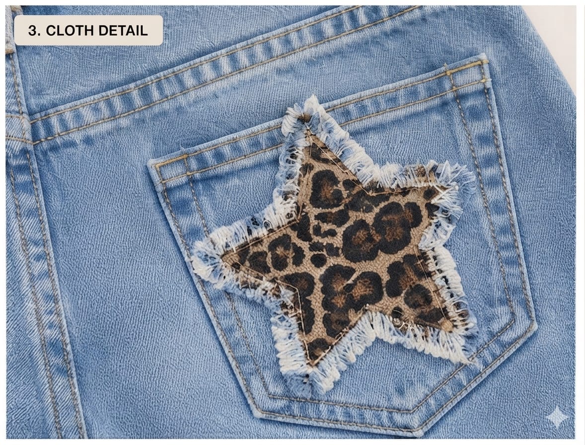 Women's Premium Star Patch Wide Leg Jeans