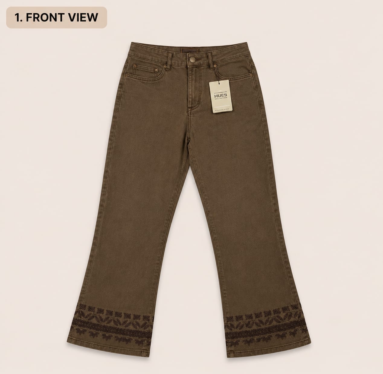 Women's Premium Embroidered Hem Flare Pants