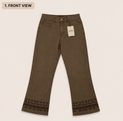 Women's Premium Embroidered Hem Flare Pants