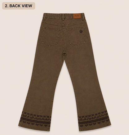 Women's Premium Embroidered Hem Flare Pants