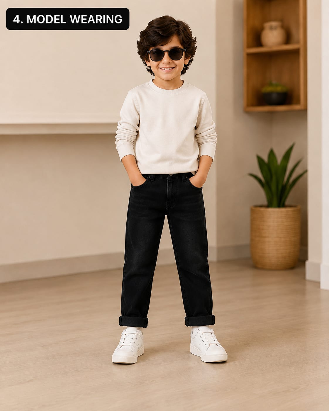 Kids Premium Black Regular Fit Jeans