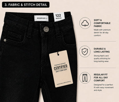 Kids Premium Black Regular Fit Jeans