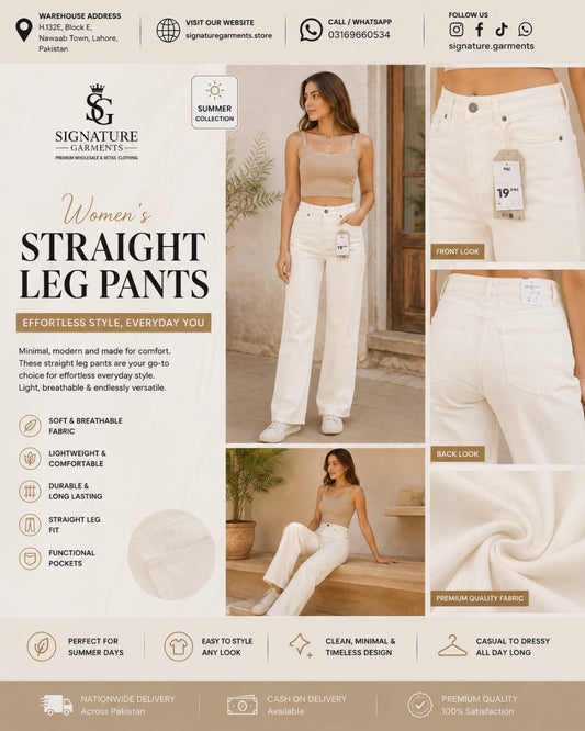 Premium Women’s White Straight Leg Pants