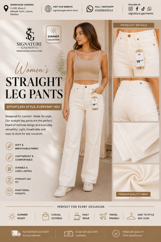 Premium Women’s White Straight Leg Pants