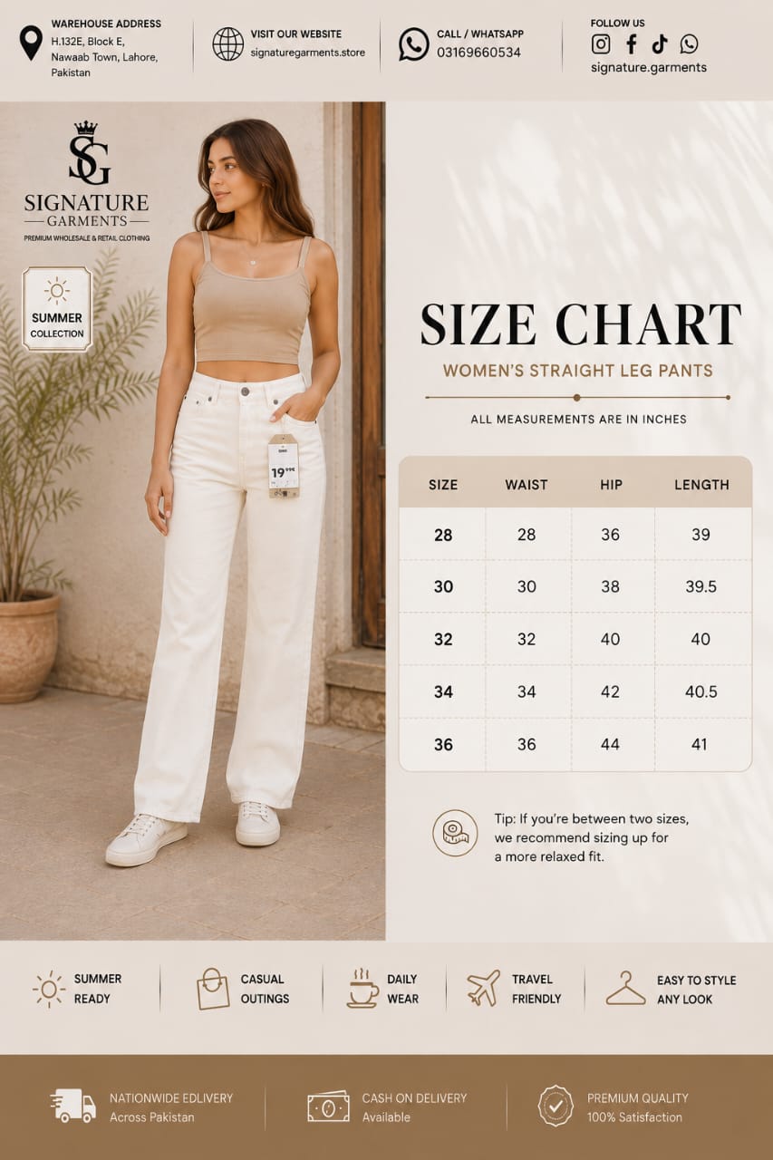 Premium Women’s White Straight Leg Pants