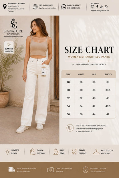 Premium Women’s White Straight Leg Pants