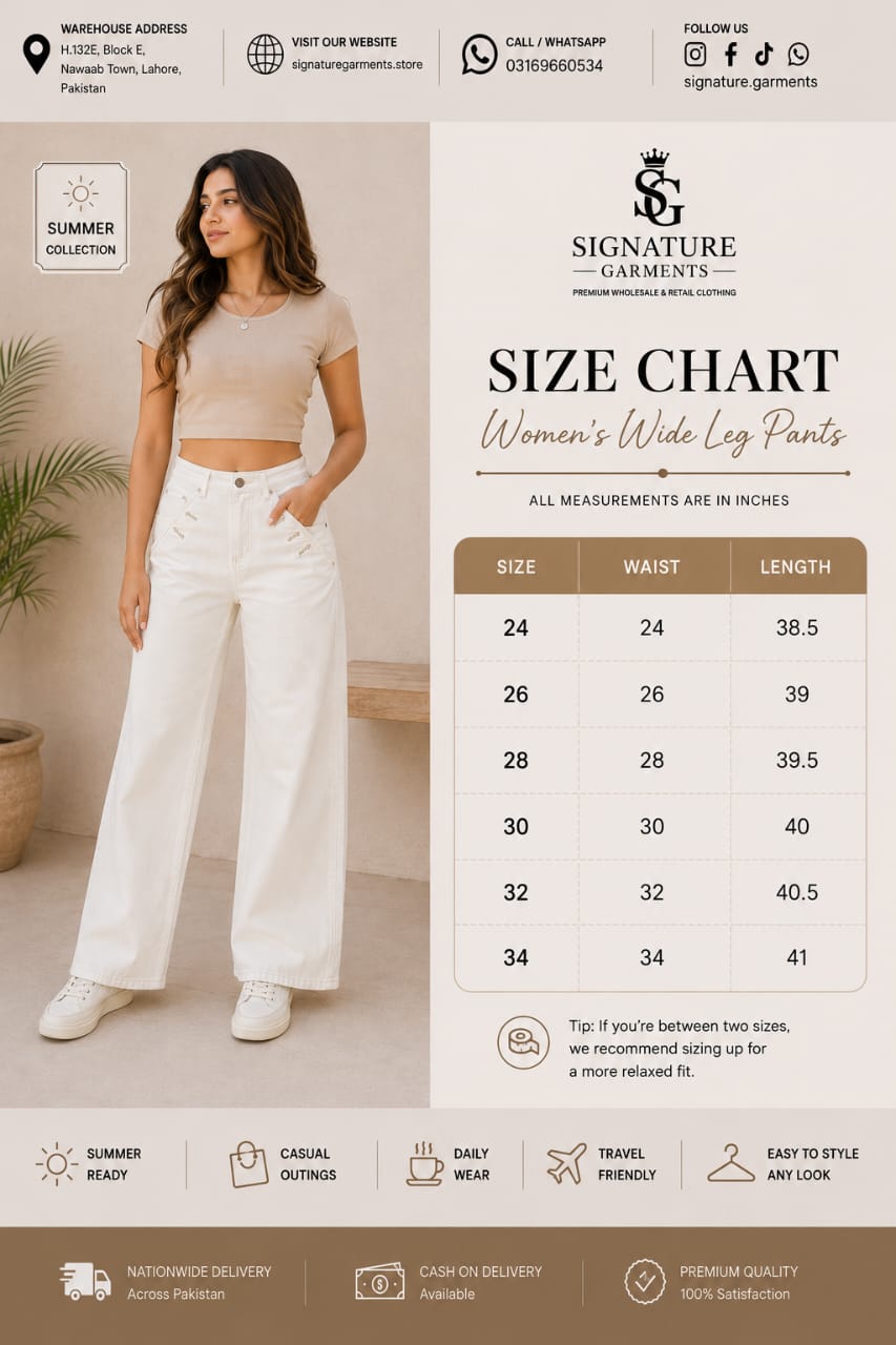Premium Women’s Wide Leg Pants – White