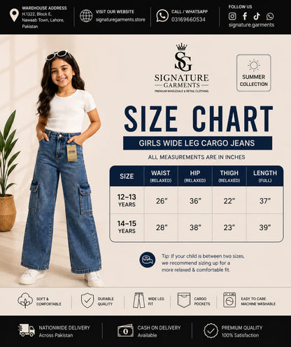 Premium Wide Leg Cargo Jeans 💙