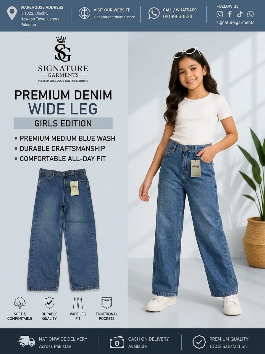 Premium Denim Wide Leg Girls Jean