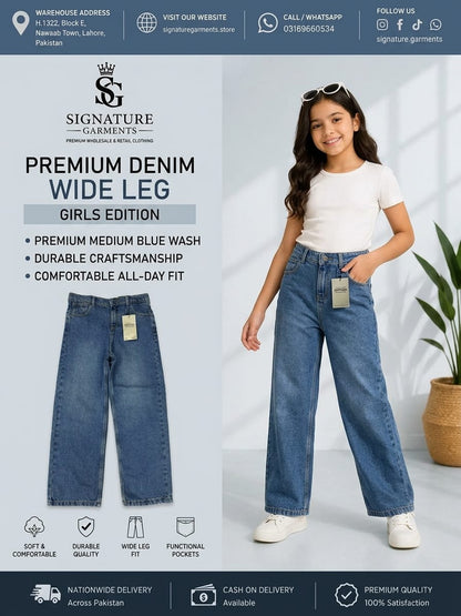 Premium Denim Wide Leg Girls Jean