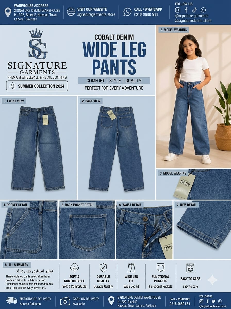 Premium Denim Wide Leg Girls Jean