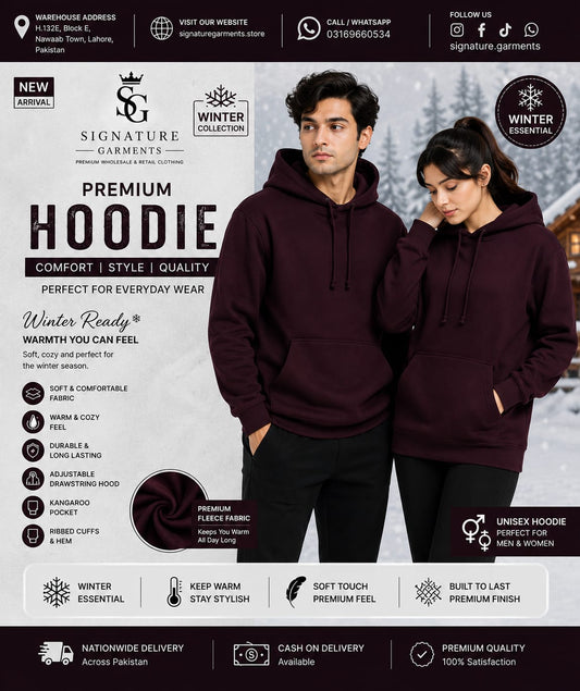 🍷 Premium Unisex Burgundy Hoodie