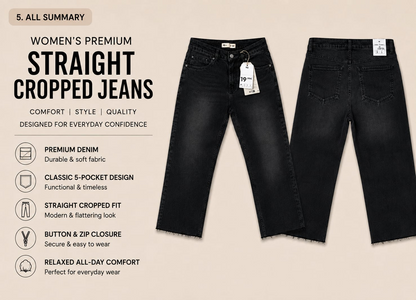 Women's Premium Straight Cropped Jeans